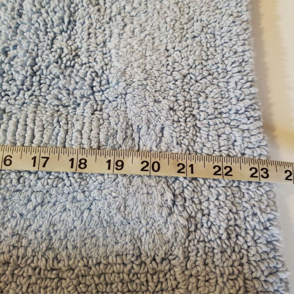 Vintage 80s Bathroom Mat Rug Heavy Cotton Washable Made in USA Blue - Picture 3 of 9